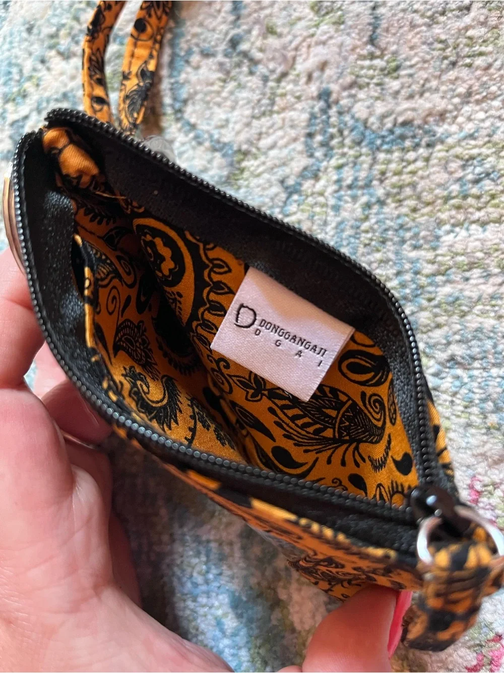 Yellow Paisley Lanyard ID Wallet